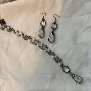 Elegant Silver and White Jewelry Set